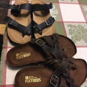 Two Brand new pairs of White Mountain footbed sandals Size 8